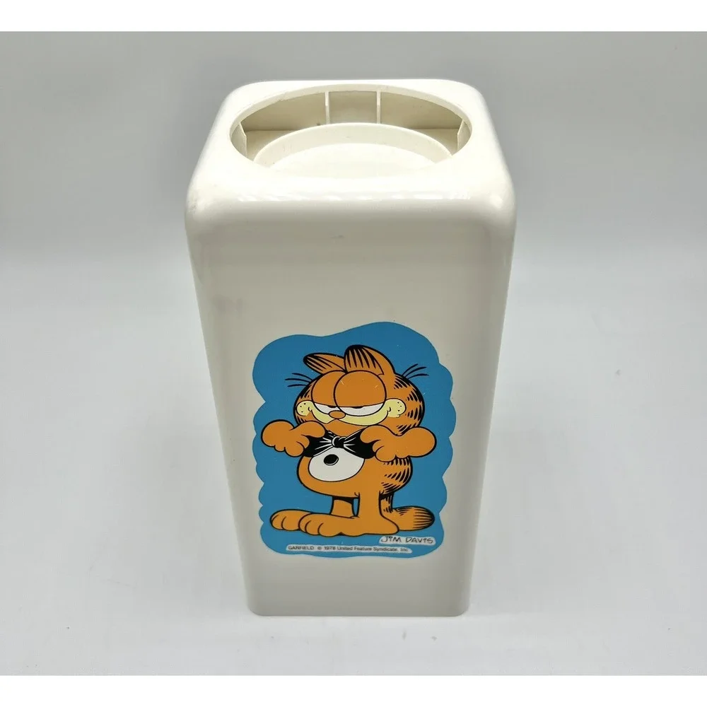 1978 Vintage Garfield In Bow Tie Dixie Cup Countertop Dispenser White Plastic